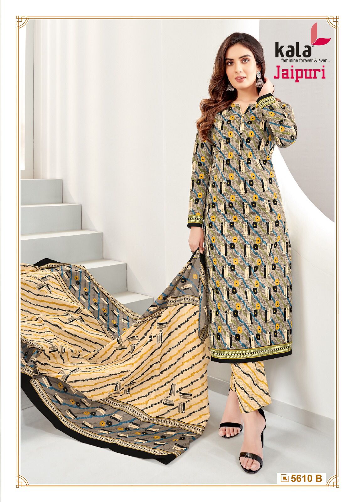 Jaipuri Vol 4 By Kala 5601 To 5612 Printed Cotton Dress Material Wholesale Market In Surat
